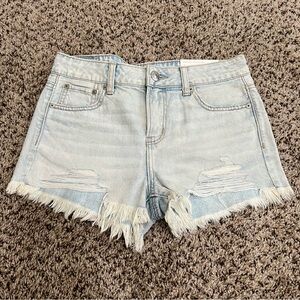 American Eagle Outfitters Light Wash Frayed Jean Shorts